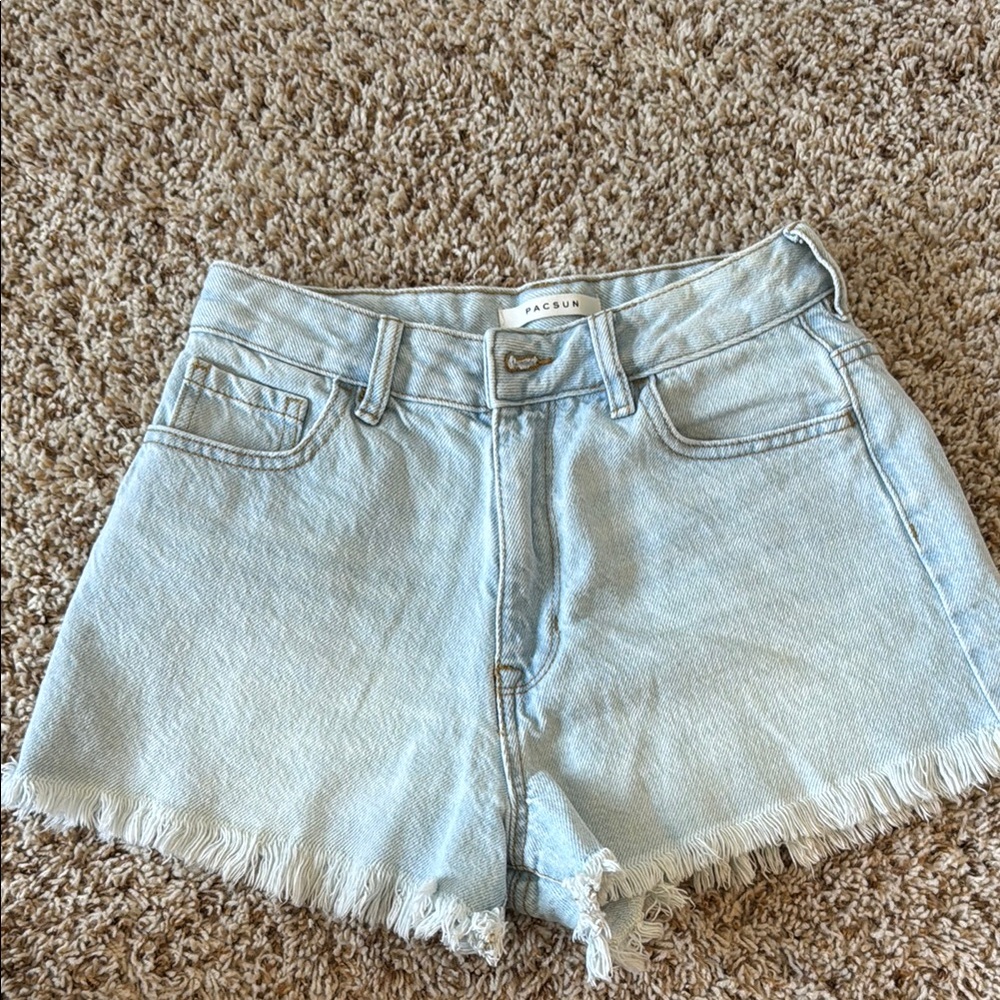 PacSun Light Blue Denim High Rise Festival Shorts